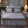 Luxury Lace Thickened Bedspread Solid Color Home Bed Skirt with Pillowcase Bed Sheet Skirt Embroidery European-style Bed Spreads