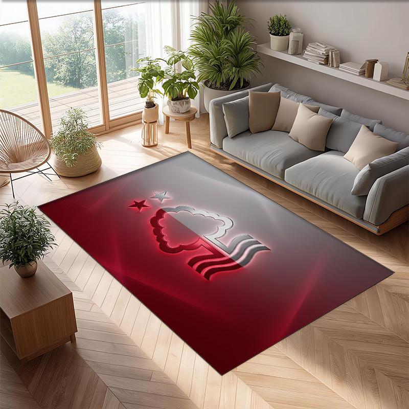 Tappeto in Velluto di Cristallo con Stampa Calcio Nottingham Forest, Comodo Assorbente d'Acqua Antiscivolo Tappeto per Pavimenti Interni