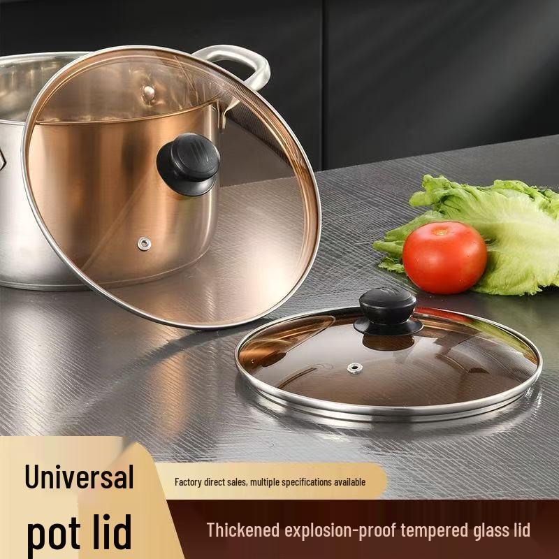 Tempered Glass and Stainless Steel Universal Non-stick Wok Lid 16cm (158*175)