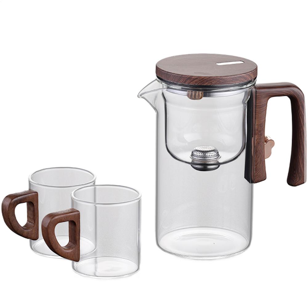 Glass Tea Pot Kettle Infuser 520ML/720ML Teapot Water Separation Inner Magnet One Click Magnetic Switchs Tea Filtration Cup Set