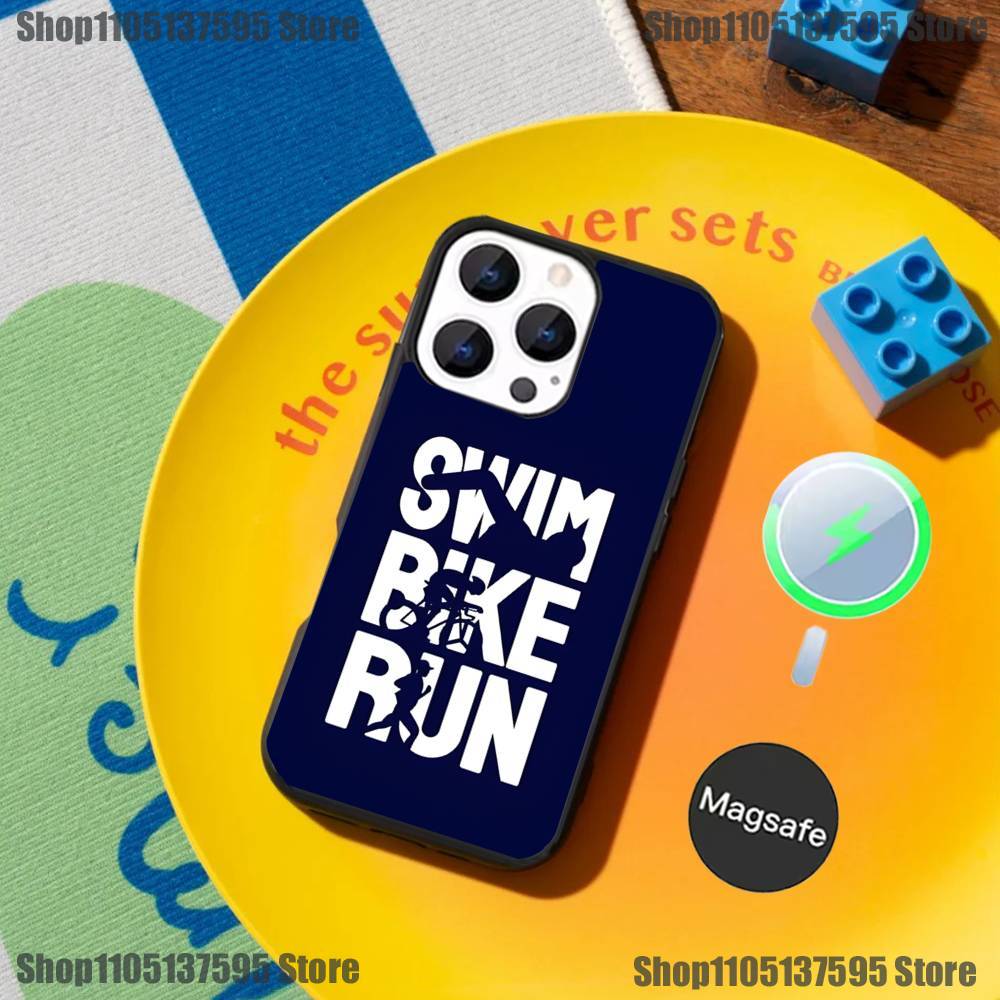 Triathlon Swim Bike Run  Phone Case For iPhone 17,16,15,14,13,12,11,Pro,Max,Plus,Mini,SE4,E Magnetic Magsafe Wireless Charging