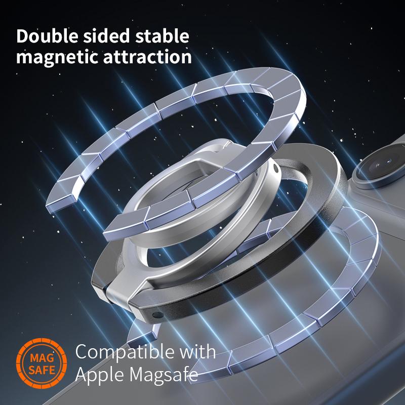 New Double-sided Magnetic Phone Holder for Magsafe 360 Degree Rotation Folding Phone Magnet Stand for iPhone 17 16 Samsung