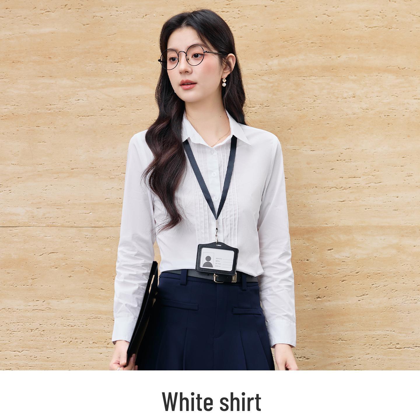 

Women s White Cotton Long Sleeve Shirt - Spring 2026 Professional & Formal Wear Set M