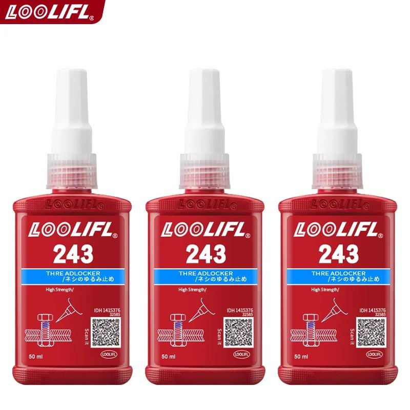 Loolifl 243 Thread Locker Blue Oil Resistant Anaerobic Glue Medium Strength Screw Adhesive Anti-Loose Sealant Removable Metal