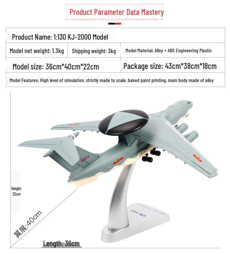 Telbo Kongjing 600 Carrier-borne Early Warning Aircraft Model - KJ200 500 2000, Alloy Military Aircraft Ornament