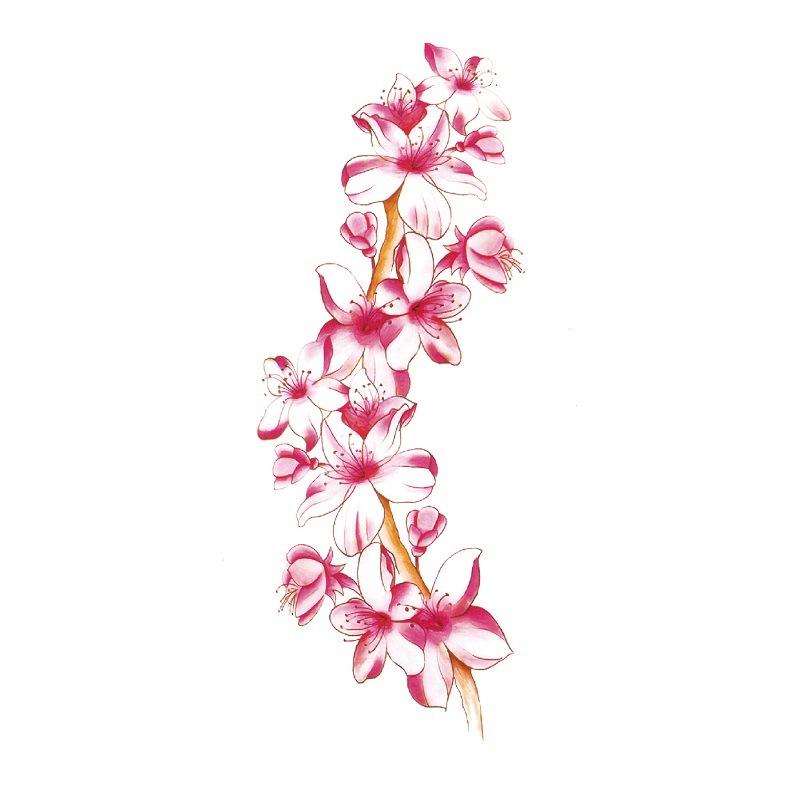 Adesivo de tatuagem de flor de rosa azul, flor de ameixa, padrão grande, capa de braço, adesivo de tatuagem à prova d'água, amostra de tatuagem