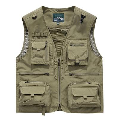 Fotojournalistenweste mit individuellem Logo - Mehrere Taschen für Outdoor-Wandern & Arbeitskleidung.