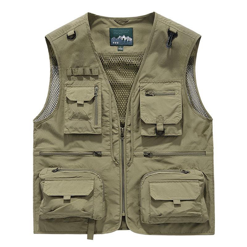 Men's Quick-Dry Multi-Pocket Vest for Fishing, Outdoor Work, Photography, and More - Plus Size Available