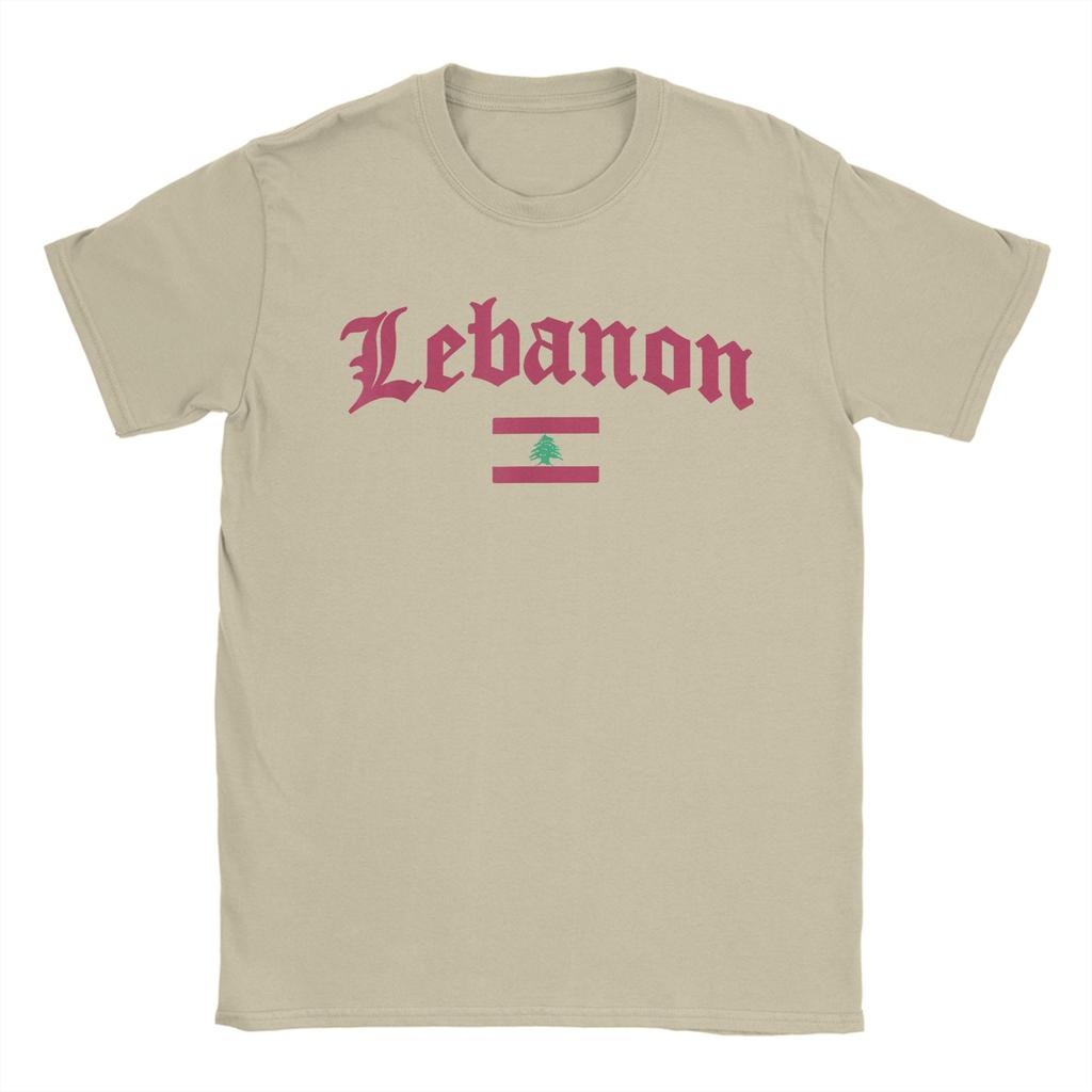 Men Lebanese Flag of Lebanon T Shirts Pure Cotton Tops Funny Short Sleeve Round Collar Tees Plus Size T-Shirts