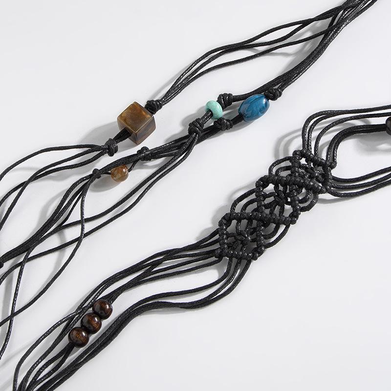 Boho Style Resin Beads Knotted Belt Ethnic Style Hand-made Beaded Women's Fashionable Skirt Waist Rope