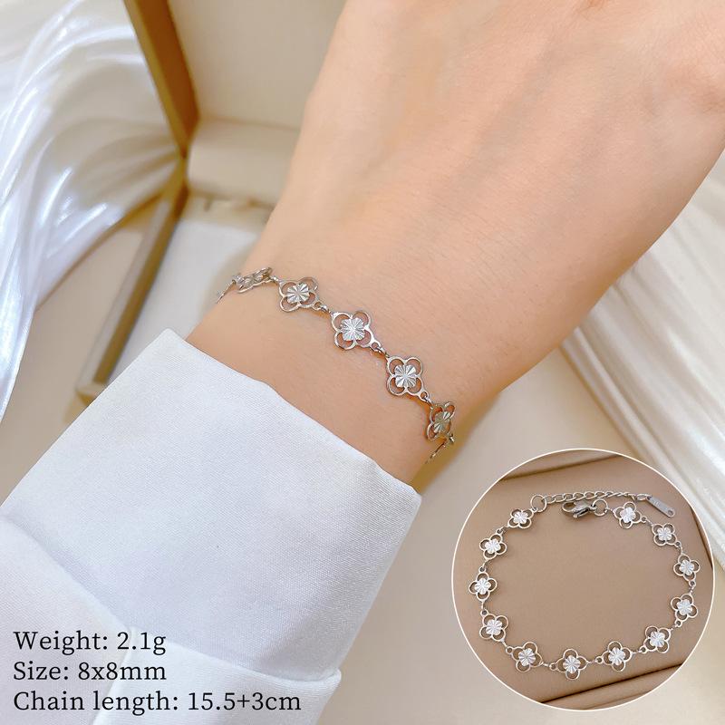 Dongdaemun Personality Minimalist Wind Empty Four Leaf Flower Chain Bracelet Female Retro Girlfriend