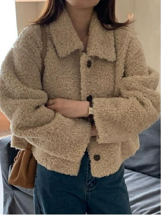 Korean Chic Plus Size Lapel Cardigan: Autumn/Winter Warm Loose Double-Sided Long Plush Coat for Women