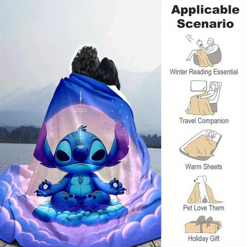 1pc Cute Stitch Printing Blanket - Soft, All-Season Throw for Living Room, Bedroom,Personalized Gift with Adorable Cartoon Design
