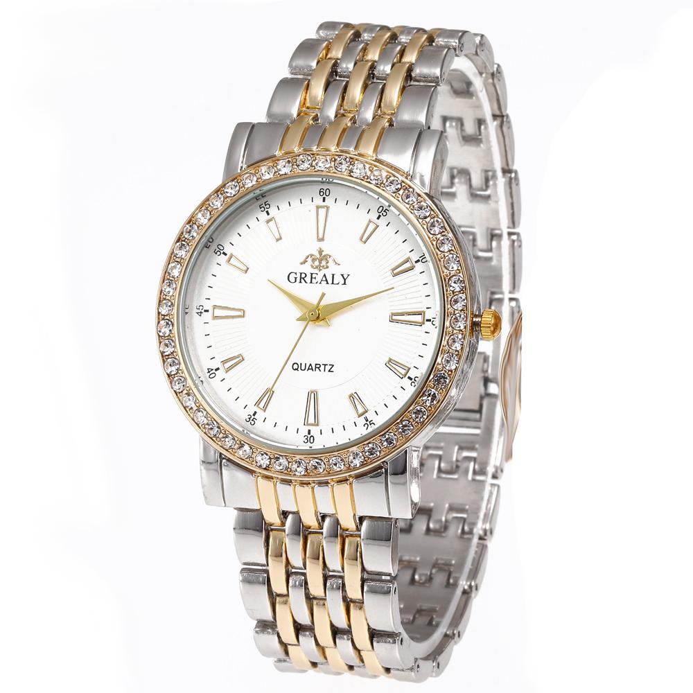 New Casual Watches Women Luxury Fashion Lovers Watch Rhinestone Stainless steel Quartz Watch Men Women Gift Business Wristwatch