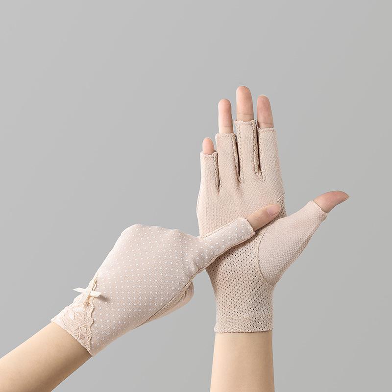 Women's 7020 Fingerless Non-Slip Touchscreen Sun Protection Cycling & Driving Gloves