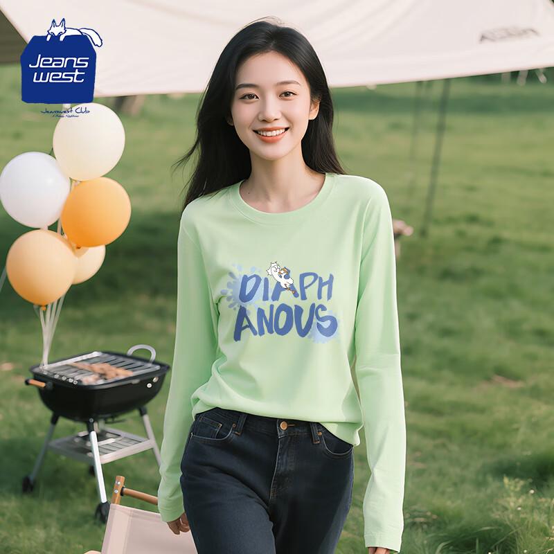 JEANSWEST CLUB Women s Cotton Long Sleeve Letter Print T-Shirt S