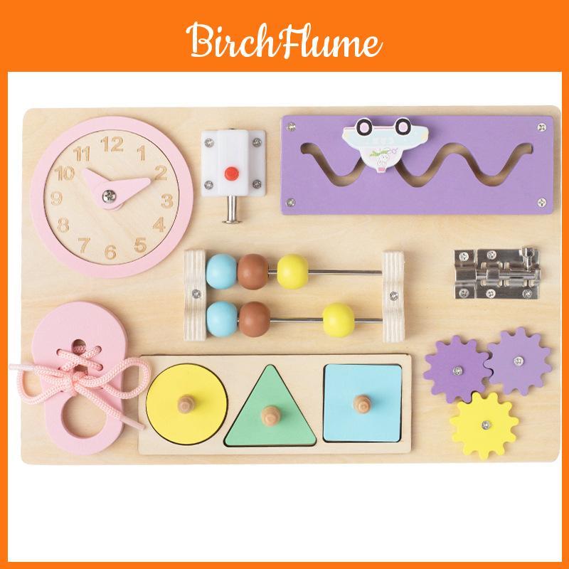 Wooden Busy Board For Babies With Locking Toys Montessori Educational Play For Toddler Development