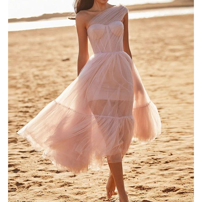 

Европейская и американская женская одежда приталенное платье без рукавов Apricot 2XL