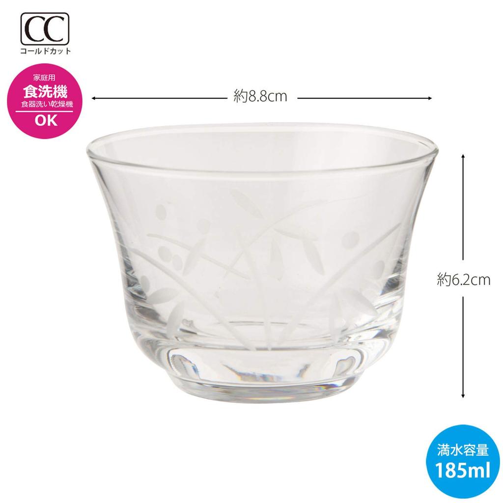 Toyo Sasaki Glass Cold Tea Glass Picture Calendar Kiriko Cold Tea Glass Omodaka Pattern 185ml Set of 96 Made In Japan Dishwasher Safe Glass Cup Glass