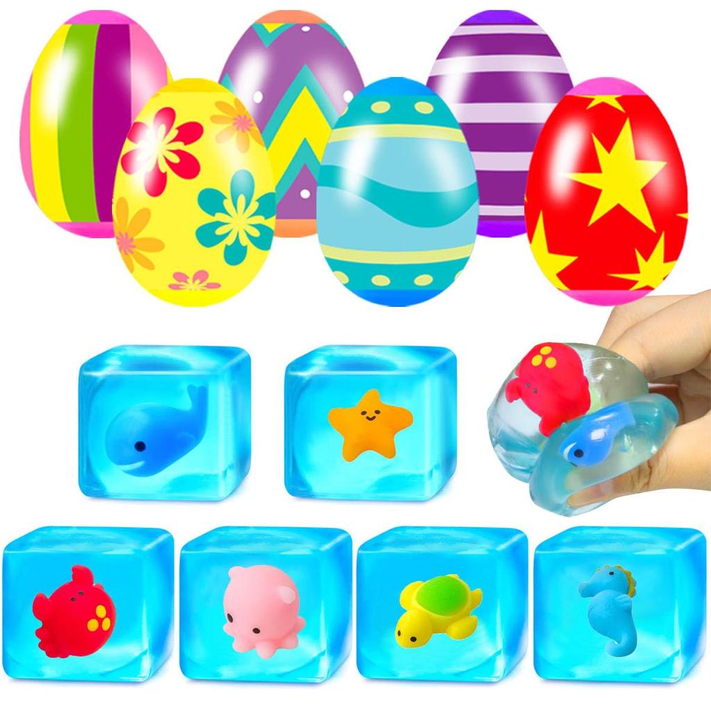 6 Pcs Squishy Stress Cube Fidget S, Sensory Squeeze S For  Boys Girls, Easter Basket Stuffers, Egg Fillers & Party Fav