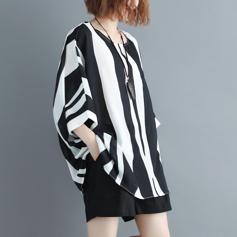 2021 Summer Plus Size Batwing Sleeve Chiffon Top - Loose Fit, Slimming Fashion