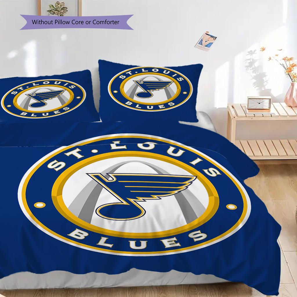 St. Louis Blues Pattern Bedding Quilt Set Quilt Cover Pillowcase Home Decoration Birthday Gift (1 * duvet cover + 2 * pillowcase, without core)