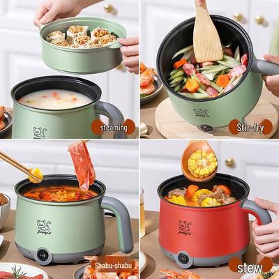 Compact Multifunctional Electric Cooking Pot: Steams, Boils, and Cooks Noodles - Perfect for Dorms and Single-Person Use.