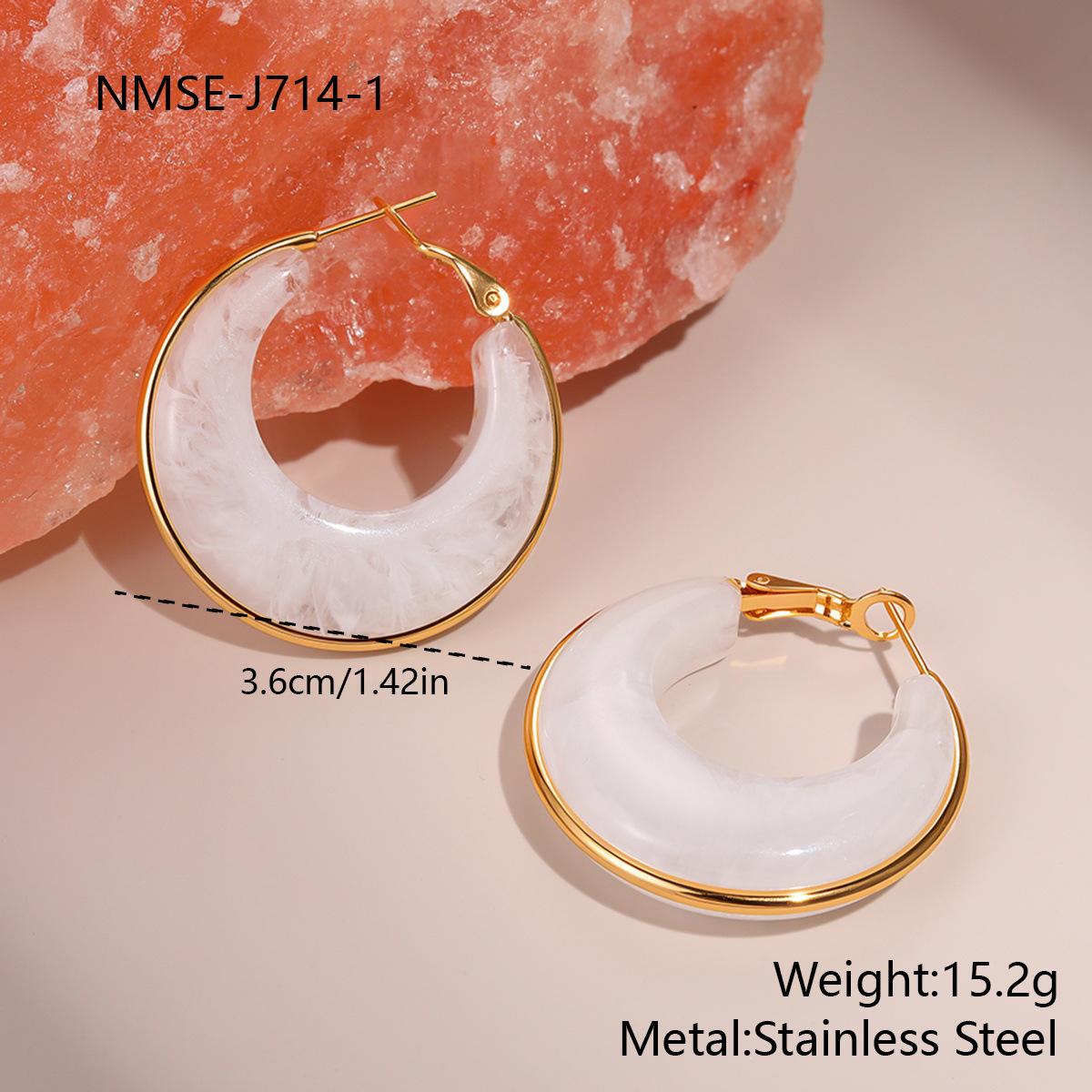 GEMCHIC Women s Retro Geometric Resin Stainless Steel Earrings Fashion Statement Jewelry for Autumn Winter 2025