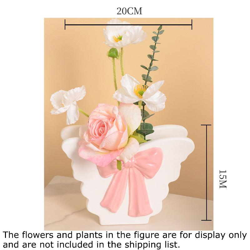 Cute Butterfly Ceramic Vase Bowknot Plant Pot Table Decoration Flowers Arrangement Artificial Flower Vases Room Aesthetic Decor