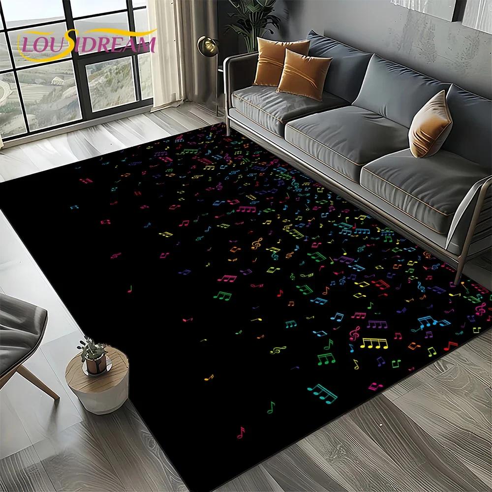 Dream Note Music Colorful Musical Score Cartoon Carpet Rug for Living Room Bedroom Home Sofa Decoration,Kid Non-slip Floor Mat