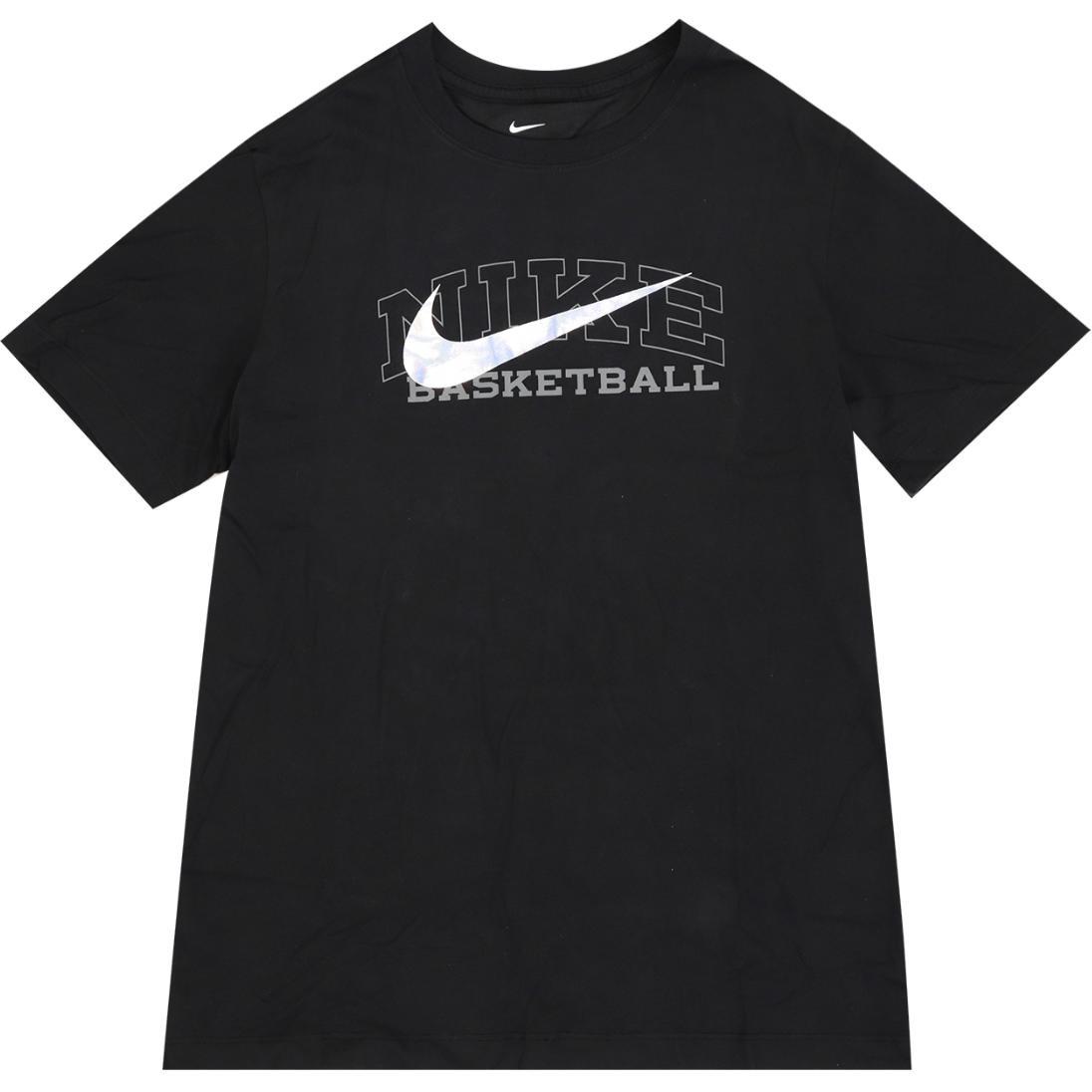 Men s Nike Solid Color Large Logo Printing Round Neck Pullover Short Sleeve Black T-Shirt DR7643-010 L