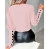 Women's Bottoming Shirt Autumn Fashion V-neck Solid Color Long-sleeved Button Ladies Shirt Shirt