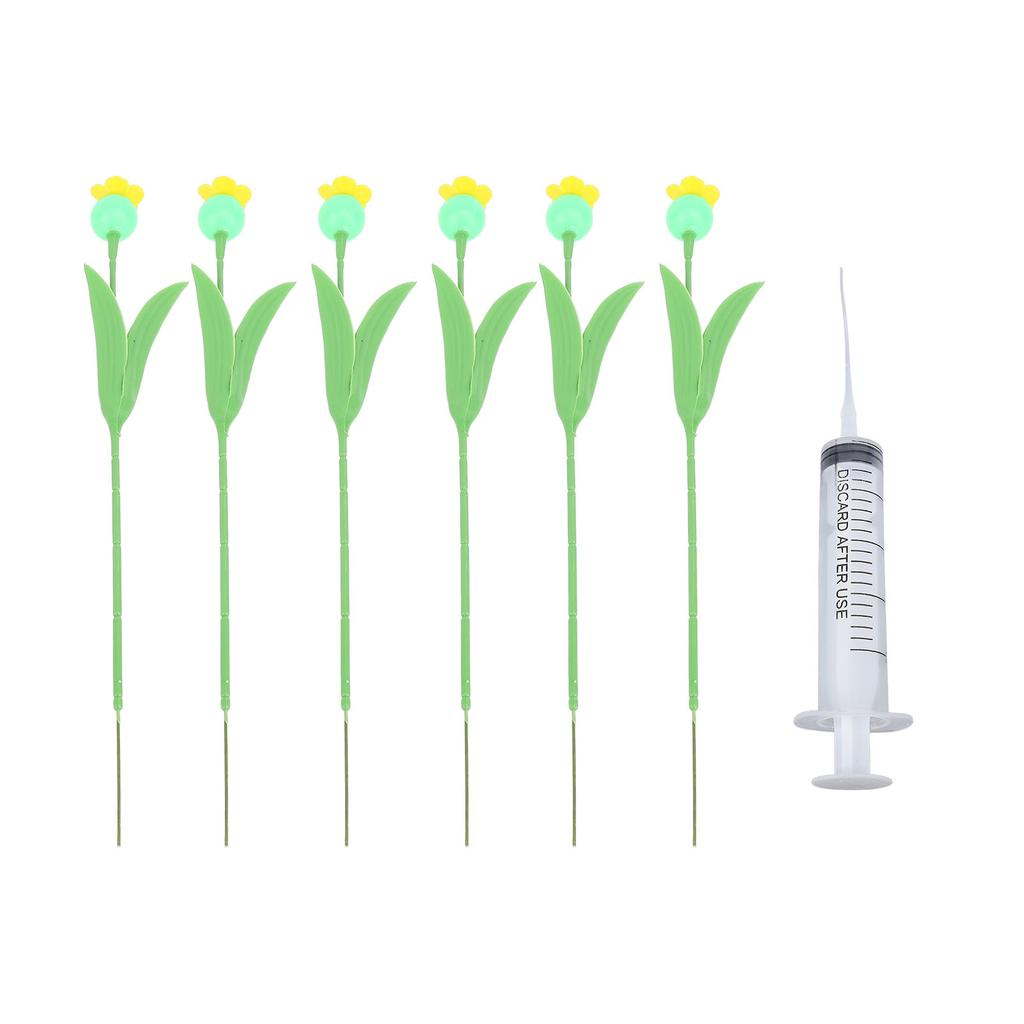 6PCS Bee Watering Station Iron PP Soft Rubber Flower Hummingbird Feeder Standing Bee Cups for