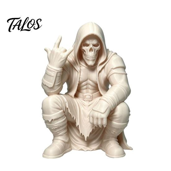 Crouching Devil God Figure Hooded Figurine, Decorative Ornament with Skull Mask & Muscle Lines, Hip Rock Metal Sculpture Hop Gothic Rocker Statue for