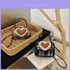 Cute Plaid Mini Crossbody Bag With Heart Lace For Kids And Teens
