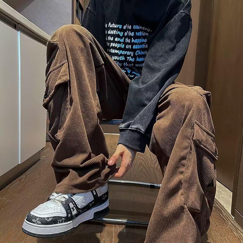 Pants Men's Spring and Autumn Trend Trendy Brand Retro Japanese Tooling Loose Straight Wide-leg Casual Trousers