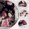 Black Background Rose Floral Shower Curtain Machine Washable All Season Waterproof Privacy Protection Elegant Design Romantic