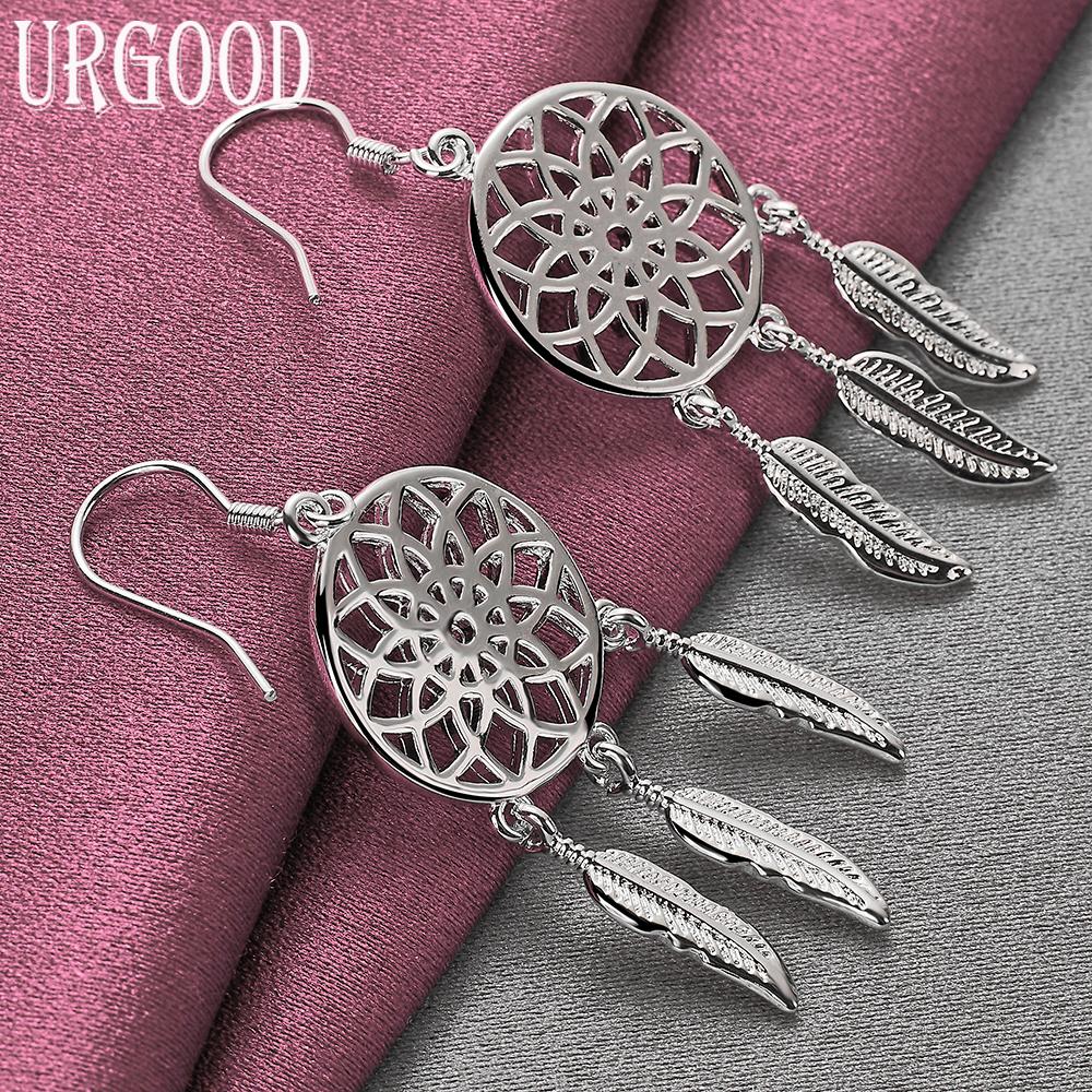 925 Sterling Silver Fashion Leaf Earrings Wedding Jewelry
