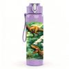 1PC Jungle Dinosaur Group Print 750ml Color Plastic Sports Water Bottle Leakproof Flip Straw Lid Suitable for Sports Office Home Use