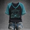 Women's Halloween V-Neck Short Sleeve T-Shirt Casual Printed Top