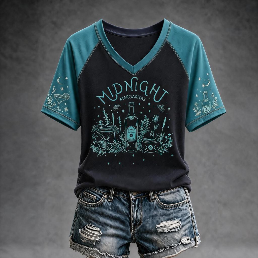 Women's Halloween V-Neck Short Sleeve T-Shirt Casual Printed Top