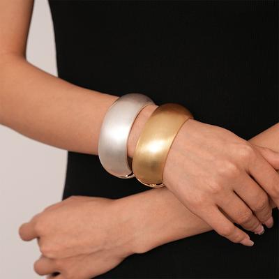 European and American Exaggerated Wide-sided Metal Sense Geometric Adjustable Bracelet Heavy Industry Niche Jewelry 