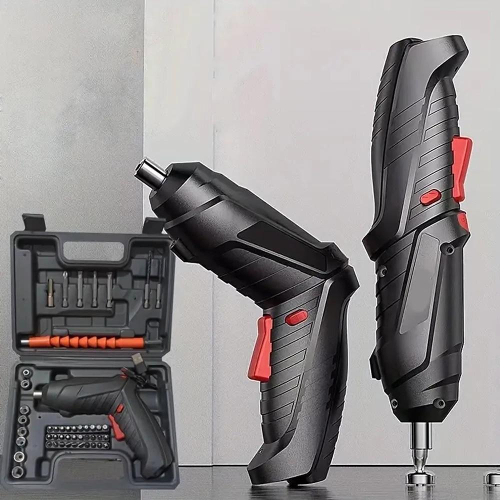 Rotating Handle Electric Screw Driver Set Powerful Impact Hand Drill Home Repairs