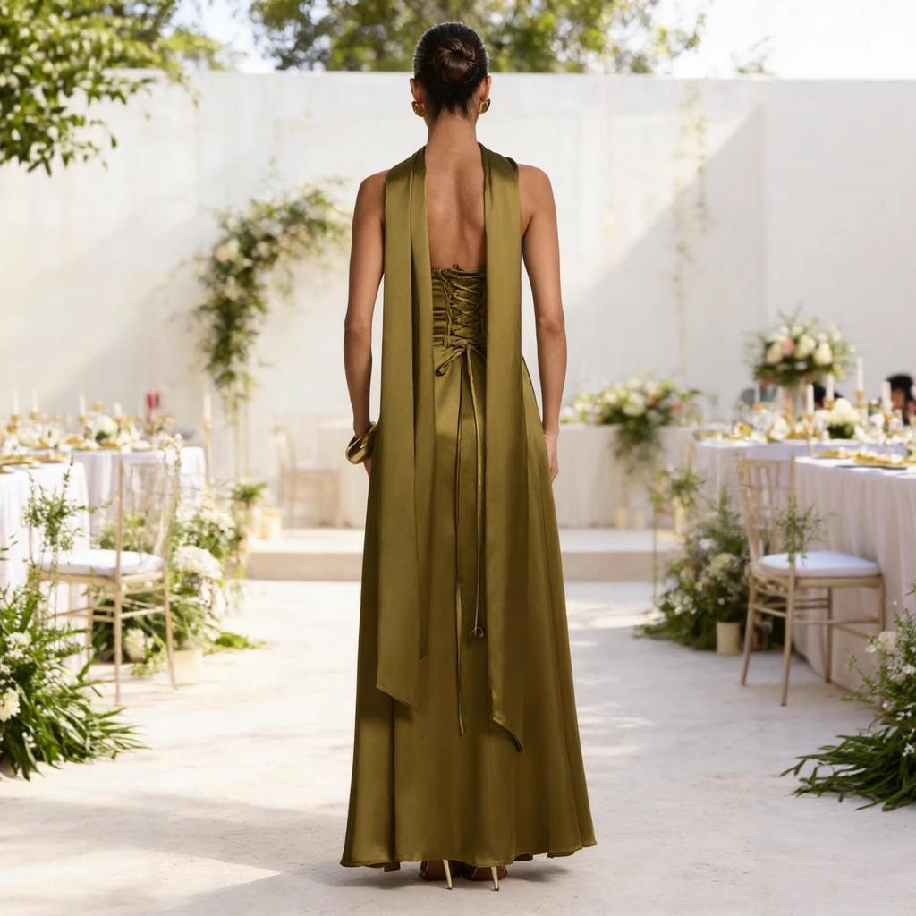 2026 European & American Women's Sexy Bodycon Backless Strapless Cinched Waist Evening Gown