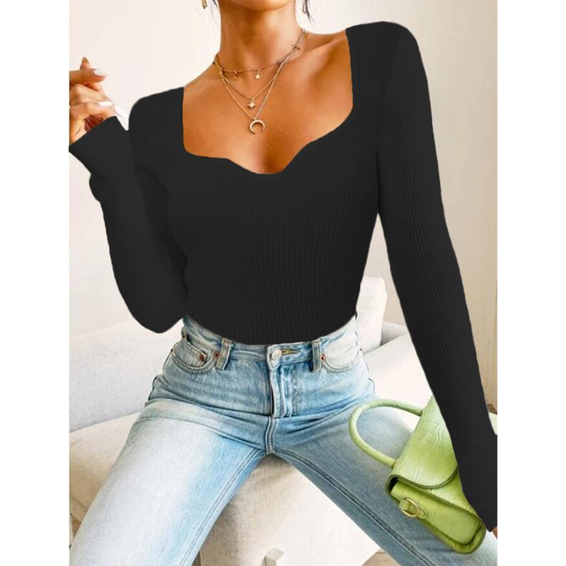 Women's Fashison Autumn Winter Basic Rib Knitted Sweaters Bottoming Warm Sweaters Long Sleeve Pullovers Solid Sweater Jumper Slim Tops