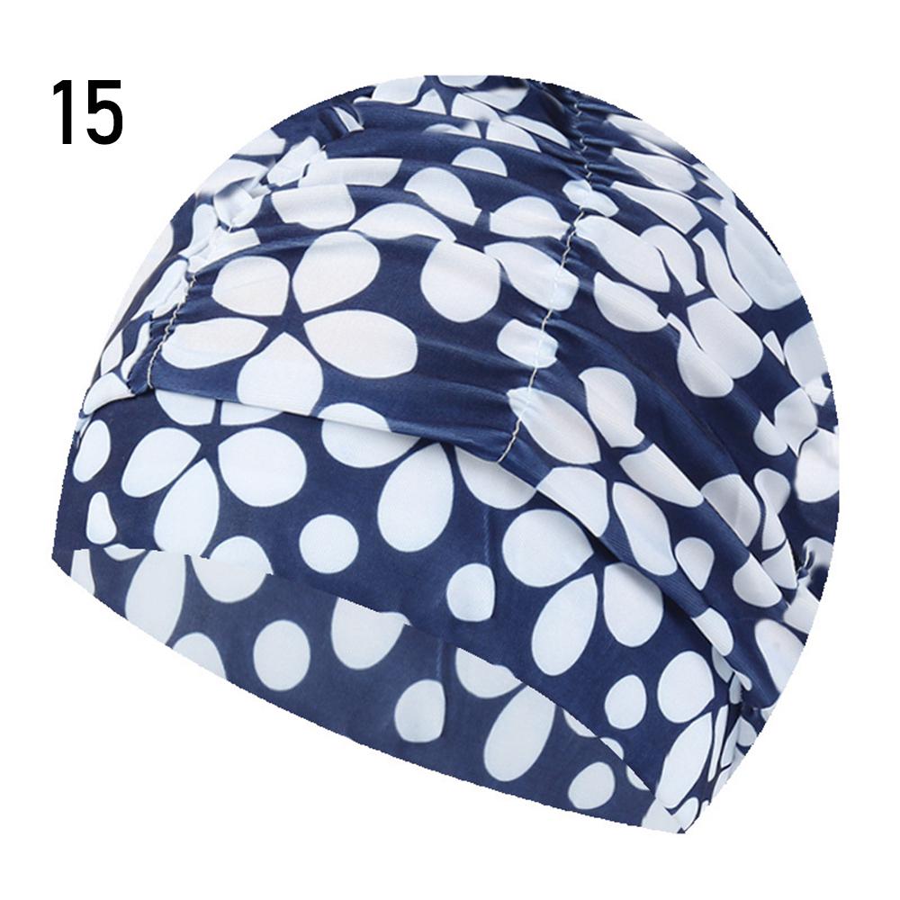 Shower Cap Elastic Nylon Turban Flowers Printed Swimming Cap Pool Bathing Hat Long Hair Protect Waterproof Hats for Men Women
