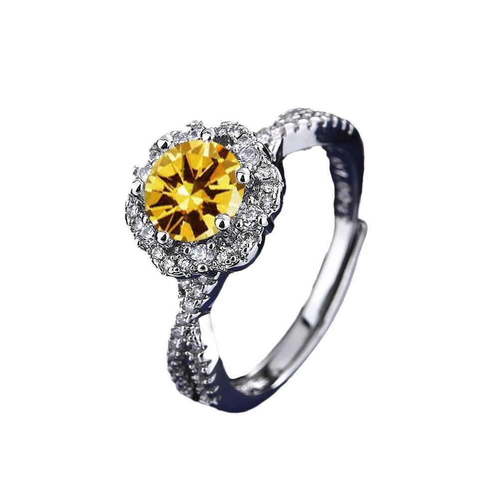 2026 Fashion Live Design Micro-studded Diamond Button Wall Plum Blossom Ring Women's Jewelry