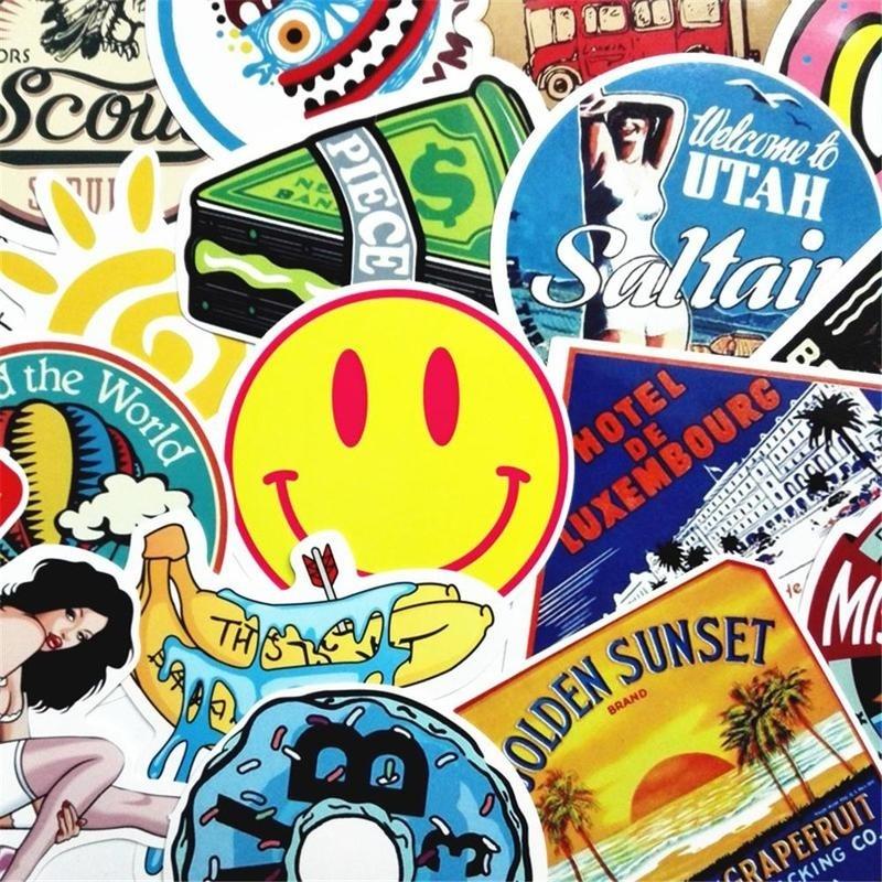50 pcs/pack Classic Fashion Style Graffiti Stickers For Moto car&suitcase cool Skateboard stickers