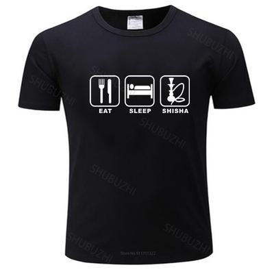 Tshirt Men Oneck Hot Sale Eat Sleep Shisha Mens T Shirt Funny Humour Birthday Gift Hookah Nargile Teeshirt for Men
