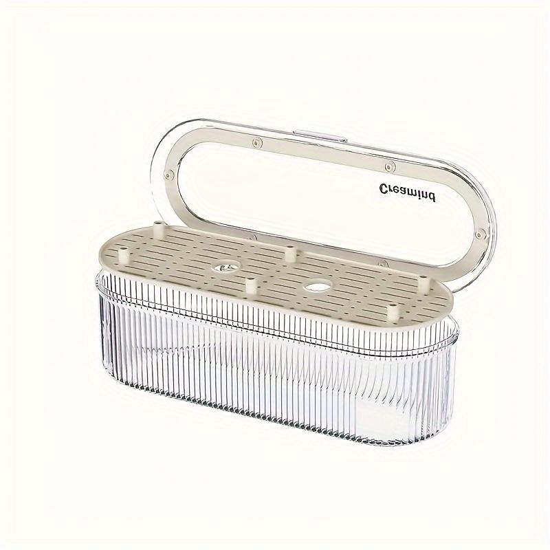 Multifunctional Tableware Storage Box - Clamshell Dust and Moisture Proof, Storage Case with Drain Tray, Kitchen Tableware Storage Rack